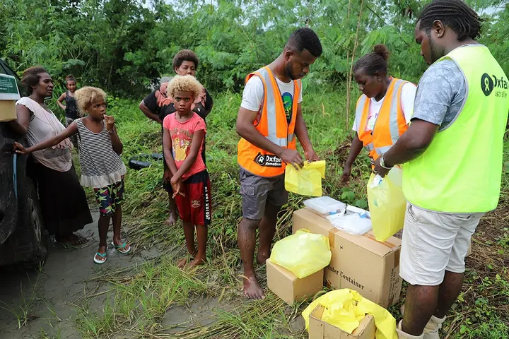 Oxfam and SIDT are partnering to distribute soap and containers of water to distant communities on Guadalcanal.