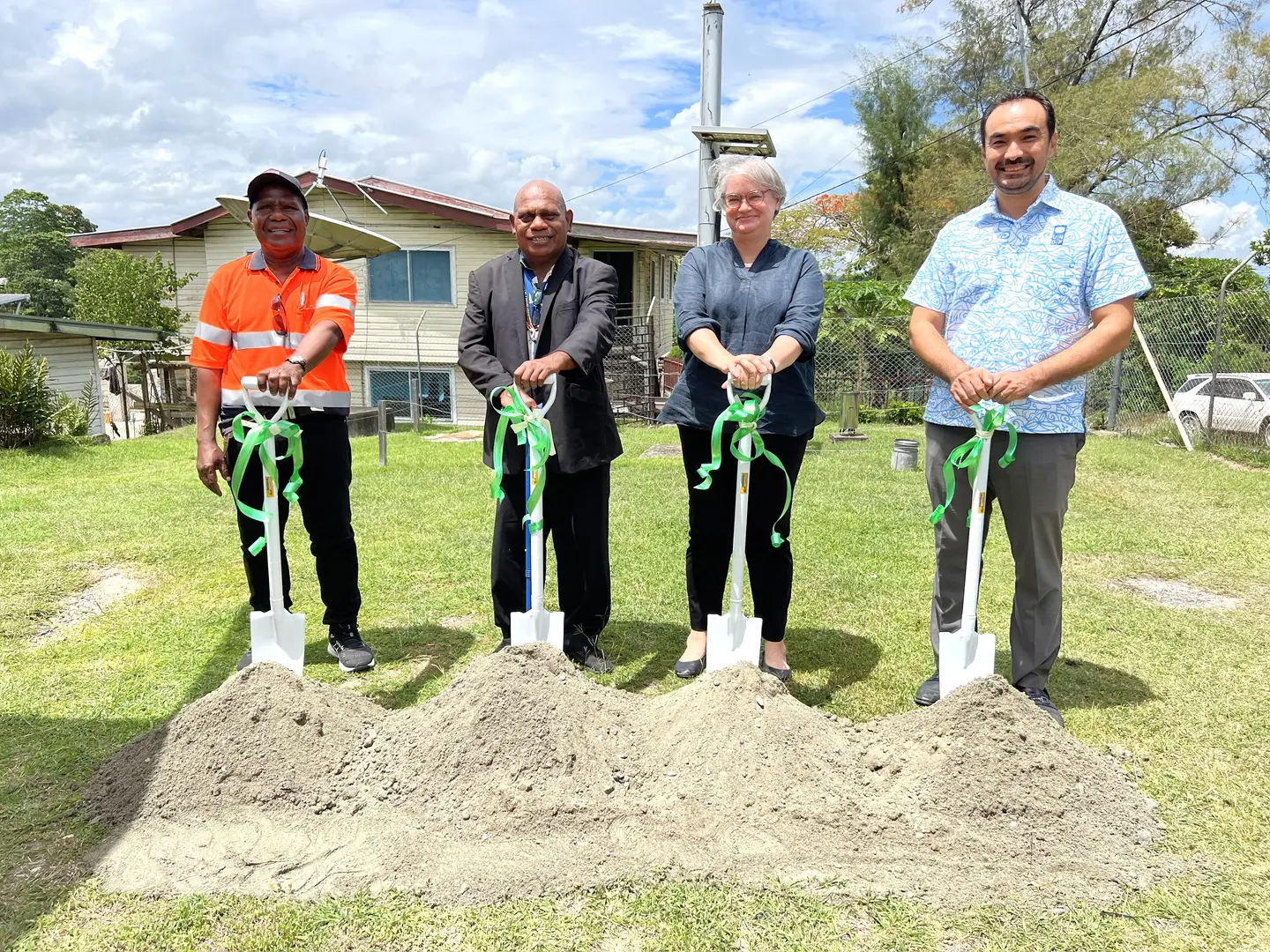 L-R: Justin Fuo'o of TGB, Minister of Environment Hon. Stanley Festus Sofu, Ms Sally-Anne Vincent, Acting High Commissioner at the Australian High Commission and Mr Berdi Berdiyev, UNDP Deputy Representative and Country Manager for Solomon Islands.