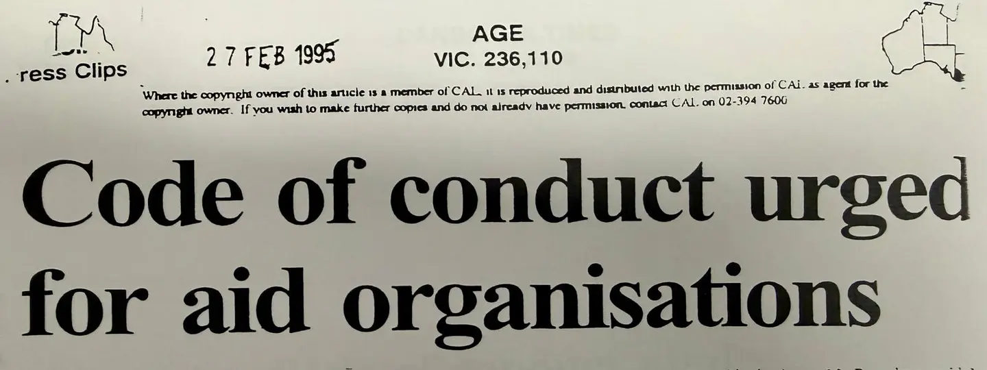 Whistleblower recounts 1990s aid scandal that led to NGO code of conduct