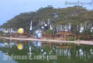 The Solomon Islands village within the Festival of Arts village in Panatina.
