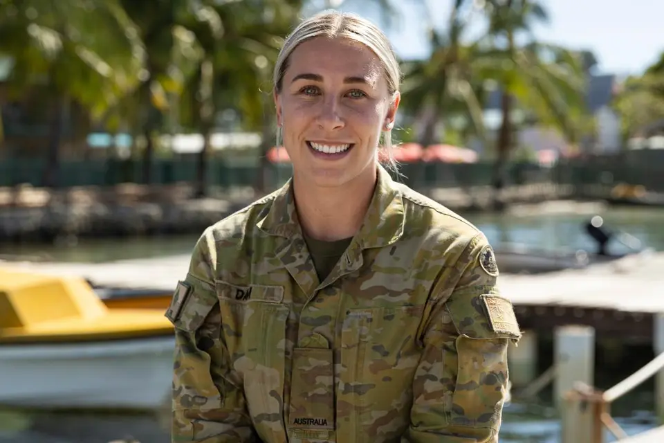 Private Lauren Dam deployed on Exercise Coastwatchers to support small boats familiarisation training with members of the Royal Solomon Islands Police Force.