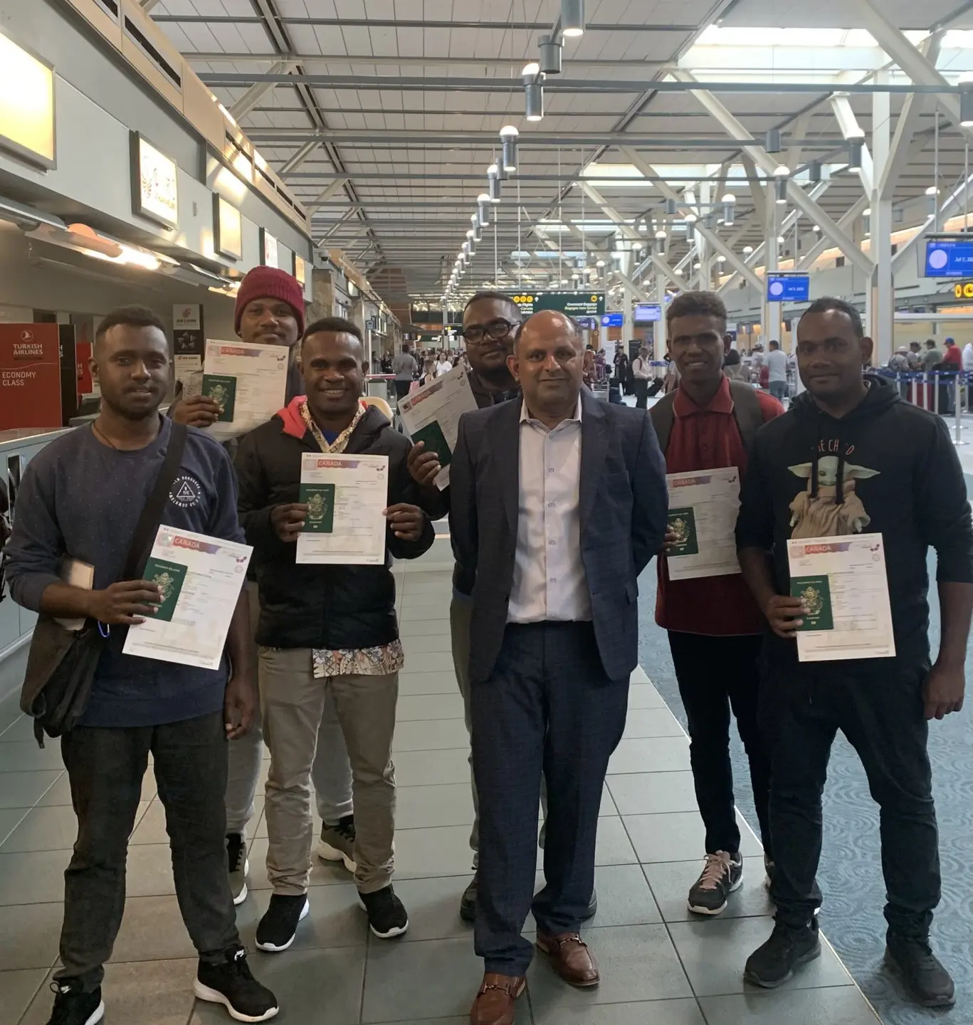The six who are from the East Are Are constituency arrived at the Toronto International Airport and were given their work permit by the Canadian Immigration officials.