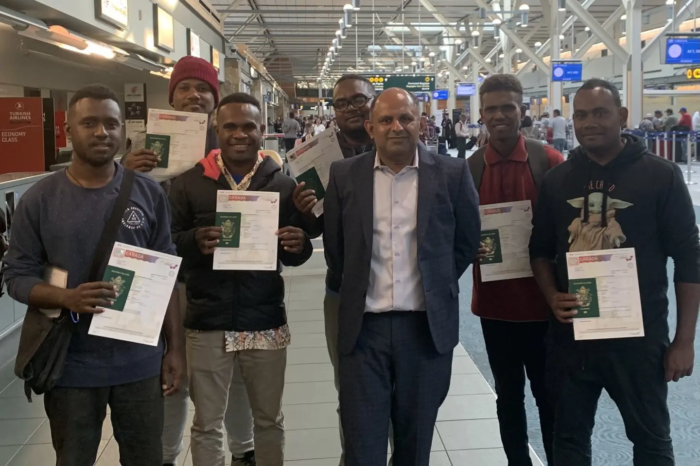 The six who are from the East Are Are constituency arrived at the Toronto International Airport and were given their work permit by the Canadian Immigration officials.
