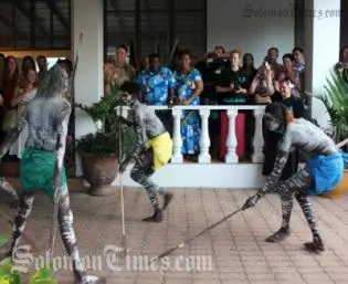 The Australian delegation at the Australian High Commission residence.