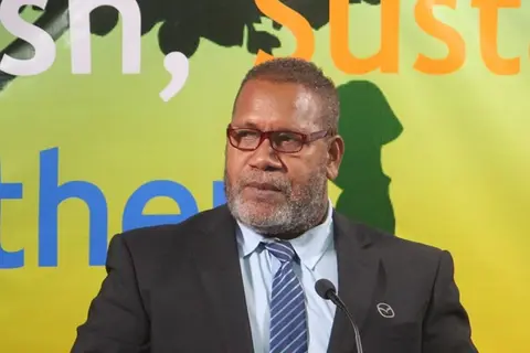 Minister of Agriculture and Livestock Hon. Senley Levi Filualea delivers his keynote address.
