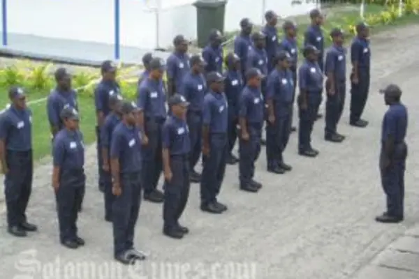 The Police recruits during their march drills at the Police Head Quarters.
