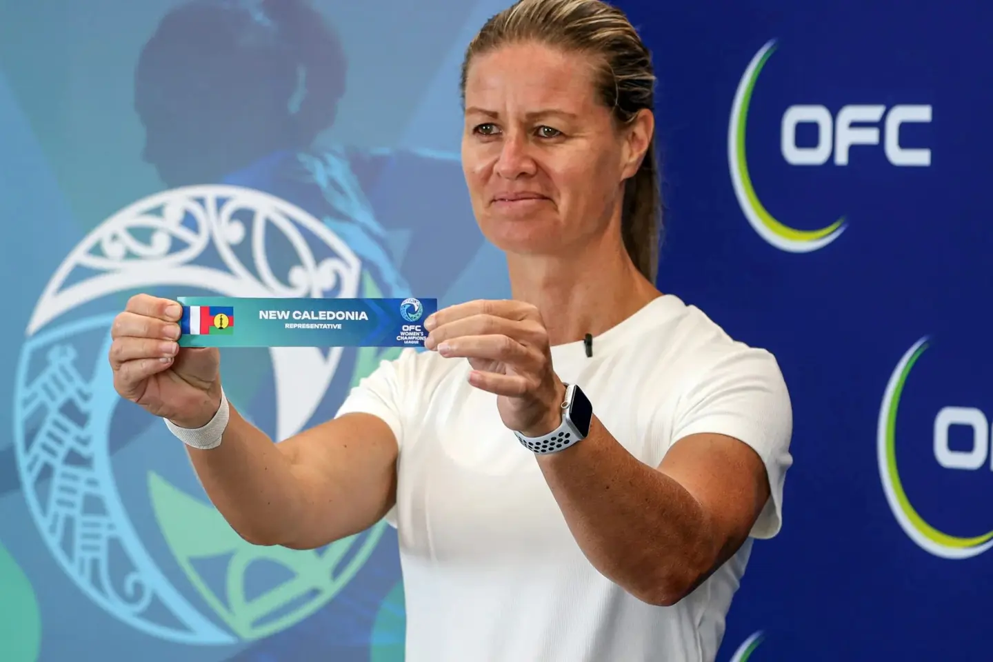 Former Football Fern Maia Jackman helped conduct the draw.