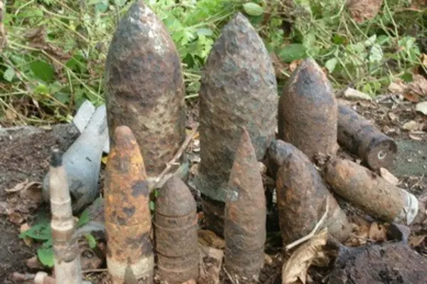 Some examples of the abandoned unexploded ordinances left over from World War Two.