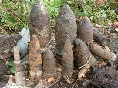 Some examples of the abandoned unexploded ordinances left over from World War Two.