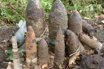 Some examples of the abandoned unexploded ordinances left over from World War Two.