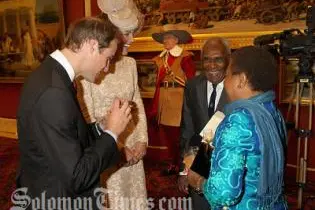 The Duke and Duchess of Cambridge meets with Sir Frank and Lady Kabui during the Jubilee Luncheon.