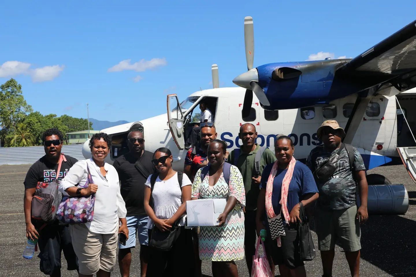 Deputy Secretary Technical (DST) Hugo Hebala (second from left back row) with Deputy Secretary Corporate Constance Wane, from left front row with MRD officials who will conduct the consultation and Monitoring and Evaluation activities.