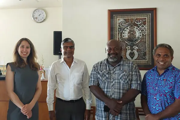 Guadalcanal Province Premier, Hon. Francis Sade, with the Millennium Challenge Corporation (MCC) team during their meeting.