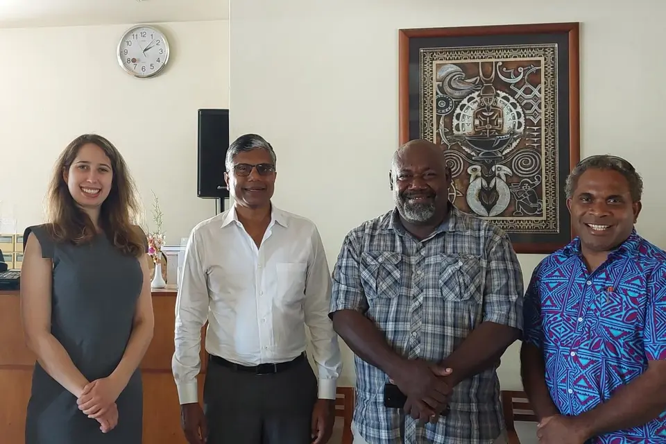 Guadalcanal Province Premier, Hon. Francis Sade, with the Millennium Challenge Corporation (MCC) team during their meeting.