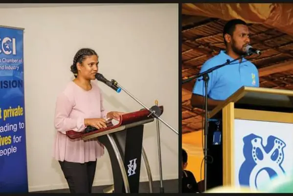 Simaema Neilsen and Uriel Matanani, hosts of the 2021 Business Excellence Awards (BEA).