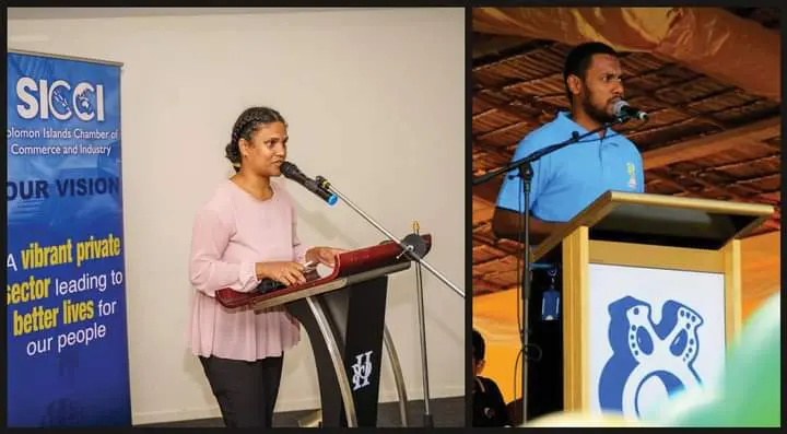 Simaema Neilsen and Uriel Matanani, hosts of the 2021 Business Excellence Awards (BEA).
