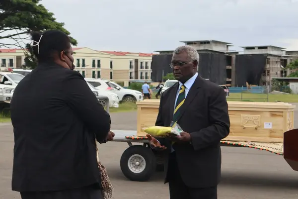 Prime Minister Sogavare and Madam Jennifer Fugui, wife of the Late Ambassador to PRC.