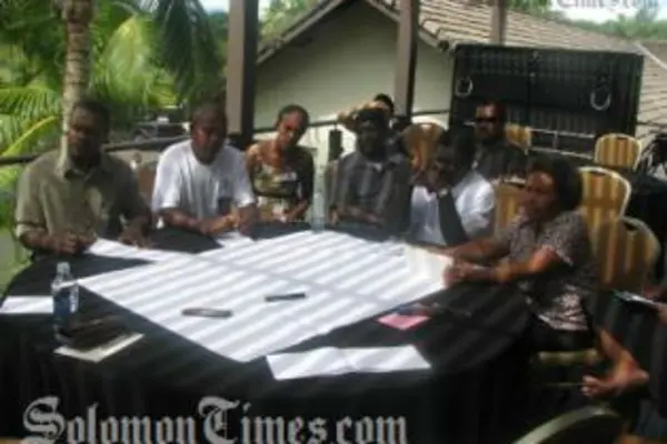 The Solomon Island delegation in discussion during the workshop.