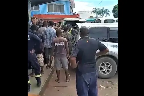 The scene of the crime, body of the young female shop owner taken away by the police forensic team.