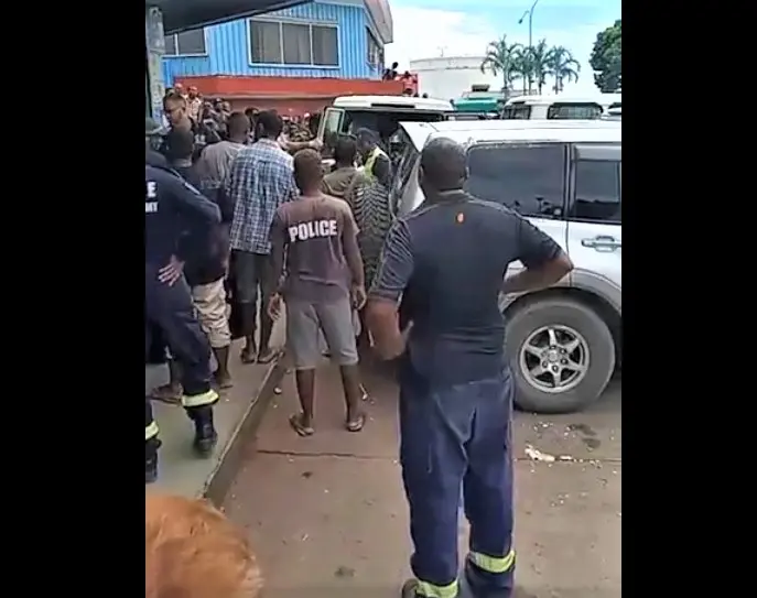 The scene of the crime, body of the young female shop owner taken away by the police forensic team.
