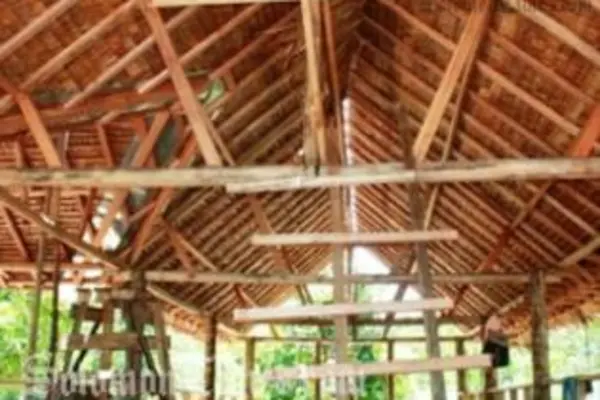 Traditional huts being built for the Arts Festival.