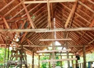 Traditional huts being built for the Arts Festival.