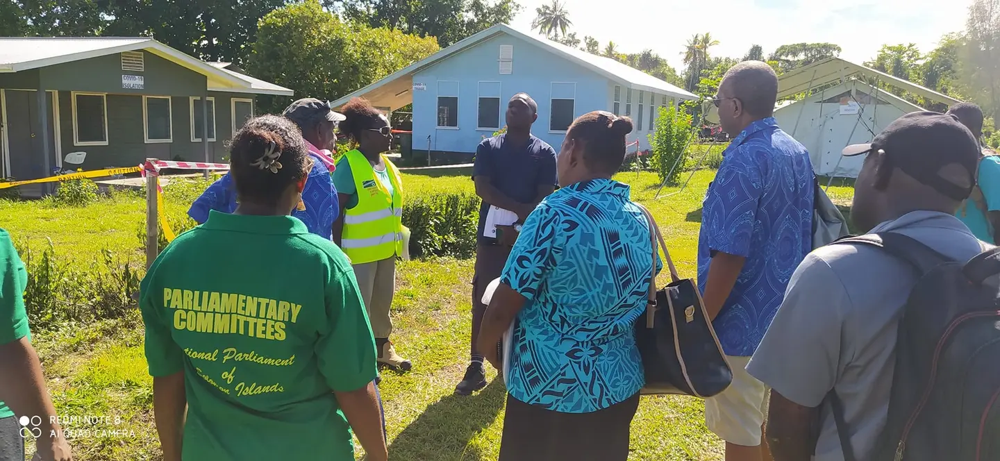 Parliamentary Health Committee site visit to the quarantine centres at Nila, Shortland Islands in the Western Province.