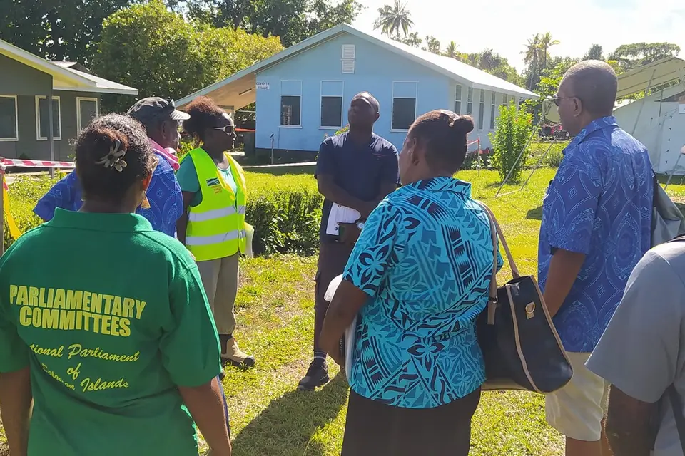 Parliamentary Health Committee site visit to the quarantine centres at Nila, Shortland Islands in the Western Province.