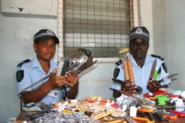 Chief Superintendent Nela Mosese said if these weapons had not been detected, they could have been used to cause great danger to players and the public.
