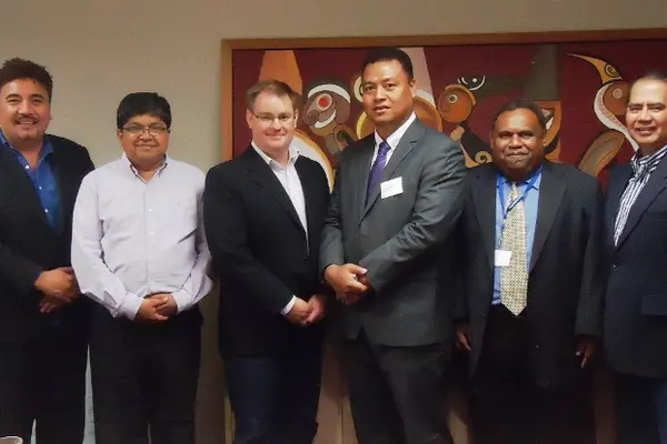 Hon. Clay Forau and the staff of Pacific Islands Trade and Investment in Auckland recently.