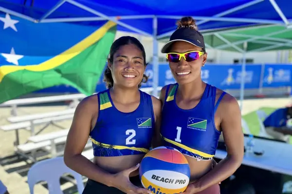 The Solomon Islands Women's Beach Volleyball team, comprising the dynamic pairing of Hannah Donga and Kirstain Puia, showcased their prowess in a captivating quarterfinal showdown against Samoa at the SIFF Academy.