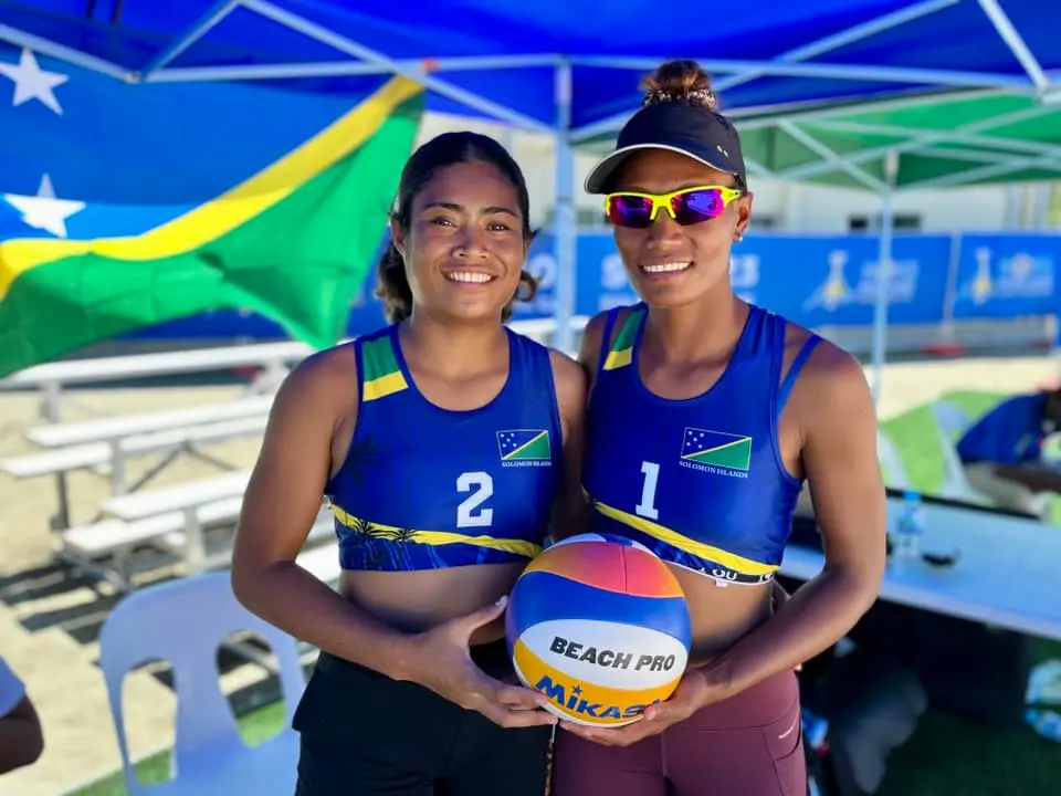 The Solomon Islands Women's Beach Volleyball team, comprising the dynamic pairing of Hannah Donga and Kirstain Puia, showcased their prowess in a captivating quarterfinal showdown against Samoa at the SIFF Academy.