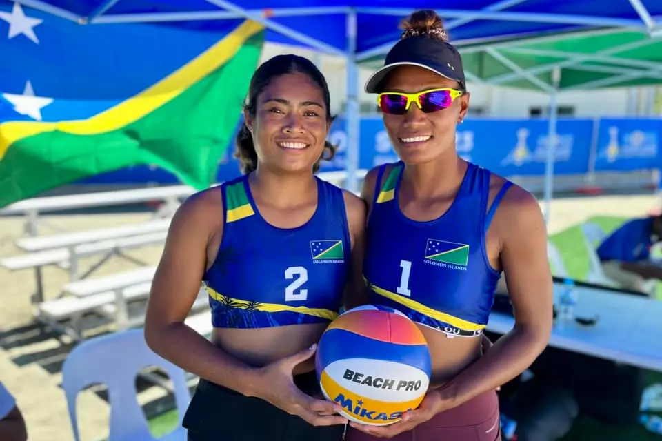 The Solomon Islands Women's Beach Volleyball team, comprising the dynamic pairing of Hannah Donga and Kirstain Puia, showcased their prowess in a captivating quarterfinal showdown against Samoa at the SIFF Academy.