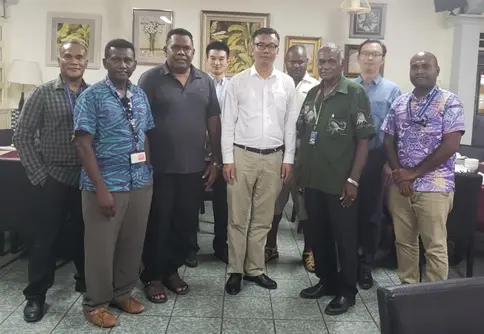Left to right: Executive Director NHA- Christian Nieng, Policy Secretary (Resource Sector)-Jimson Tanangada, Chairman PG2023 CSC -Jamie Vokia, PRC Official Mr. Hesong, PRC Counselor Yao Ming, Director CSC SPG2023 McFadden Aoraunisaka, SPM Dr. Jimmie Rodgers, PRC Official Mr Liu and Policy Secretary (Productive Sector) Dr. Sasmson Viulu.