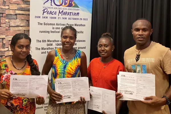 From Malaita, Sharon (2nd from left) has represented Solomon Islands at two Olympic Games, Rio 2016 and Tokyo 2020, and in August, competed at the Birmingham 2022 Commonwealth Games.