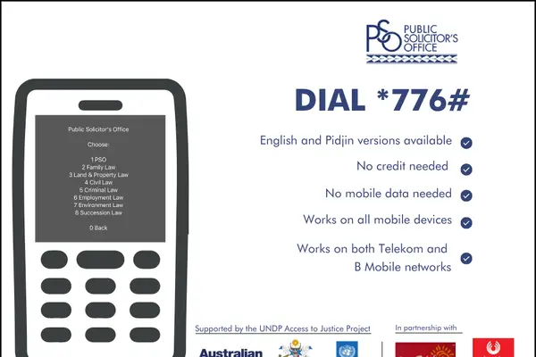 The Unstructured Supplementary Service Data (USSD) platform is accessible on basic mobile phones at no cost to the user and contains legal information on a range of areas including family, land and property, civil, criminal, employment, environment and succession.