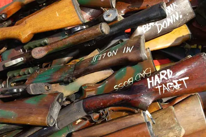 Illegal weapons that were handed in by former militants at the height of the ethnic tensions.