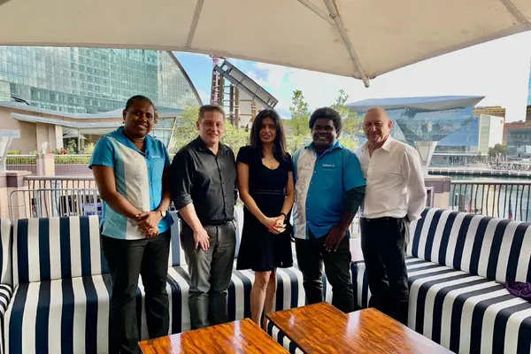 Tourism Solomons Head of Sales & Marketing, Fiona Teama, Tourism Solomons Australia/NZ Industry Marketing Representative, Richard Skewes, Solomon Airlines’ National Sales manager, Raquel Oliveira, Tourism Solomons Acting CEO, Dagnal Dereveke, and Tourism Solomons PR Consultant, Mike Parker-Brown.