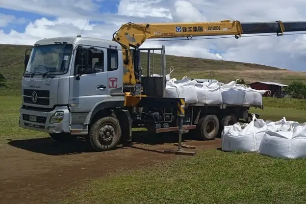 Materials for the borehole construction off loaded on site.