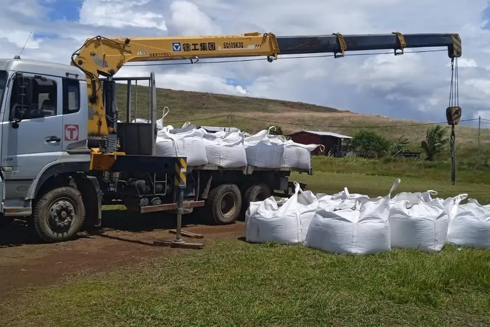 Materials for the borehole construction off loaded on site.