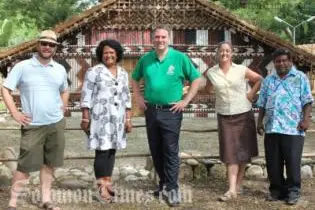 Michelle Bell, second from right at the Festival Village.