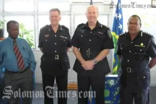 Commissioner of Police Peter Marshall officiated in the ceremony at Police Headquarters Rove alongside Permanent Secretary for Police, Justice and Correctional Services Mr Henry Pika.