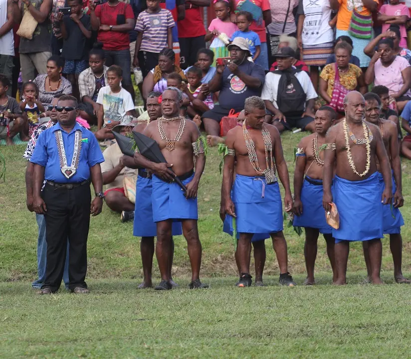 Malaita chiefs ready to perform a traditional ceremony during celebrations in Auki, Malaita Province.