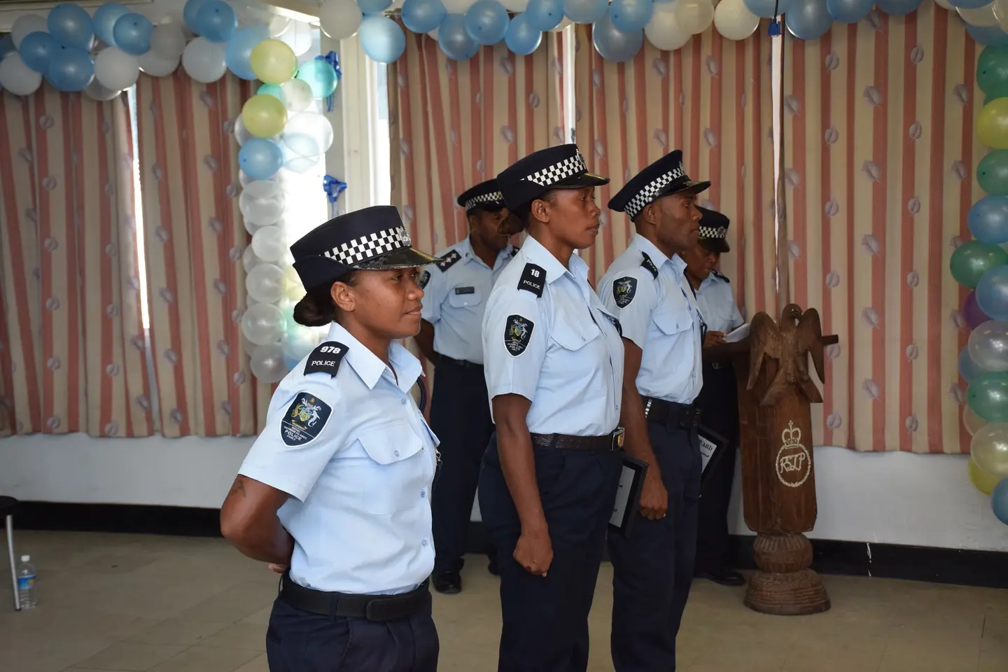 Two female in a group of 69 recruits who completed their training at the Police Academy at the Royal Solomon Islands Police Force Headquarters in Honiara have won three out of the five awards given at the end of the training today.