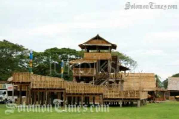 The Pacific Village leaf huts will be available for auction tommorrow.
