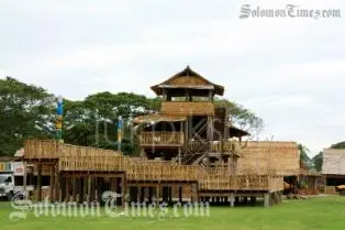 The Pacific Village leaf huts will be available for auction tommorrow.