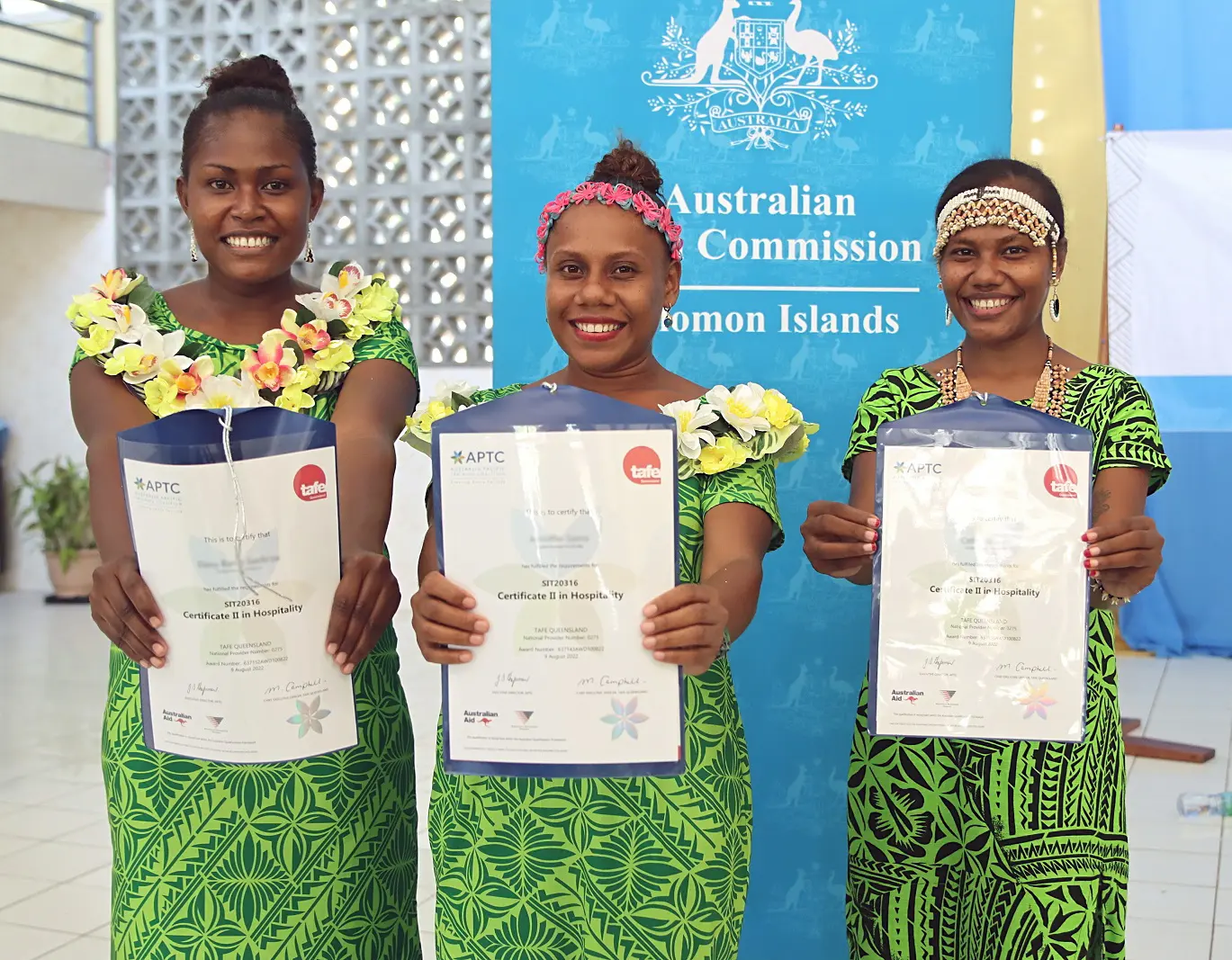The graduates received qualifications in four different technical and vocational programs such as Hospitality, Team Leader Skill Set, Leadership and Management and International Skills Training (IST).