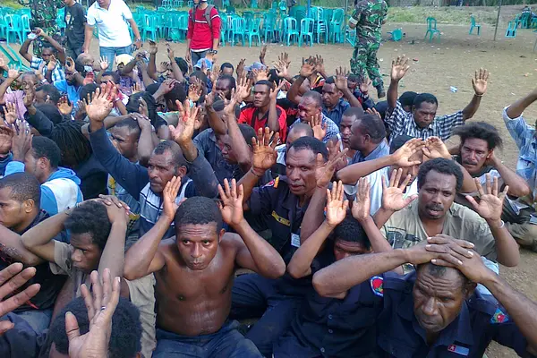Papua protestors under arrest by Indonesia authorities.