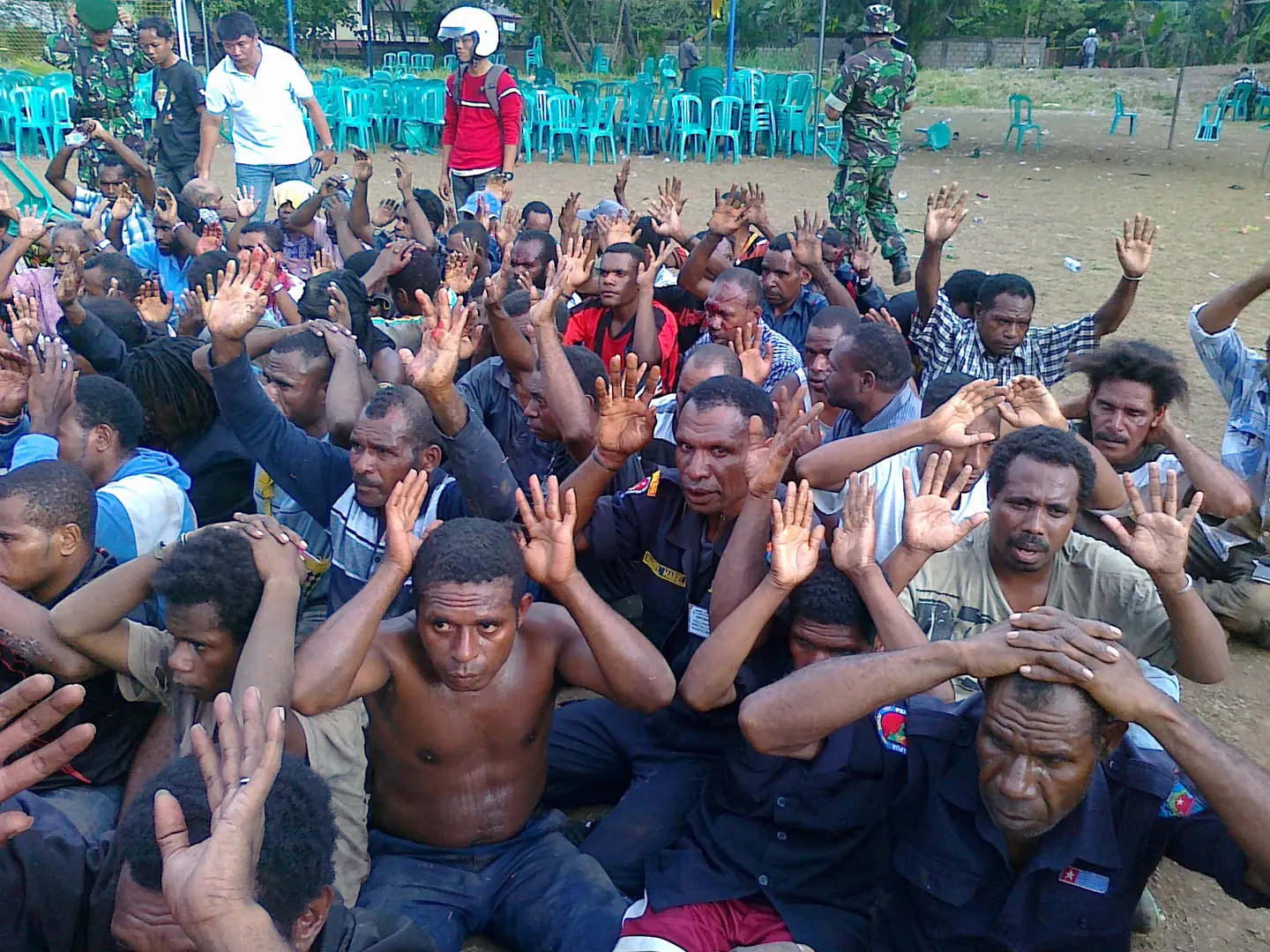 Papua protestors under arrest by Indonesia authorities.