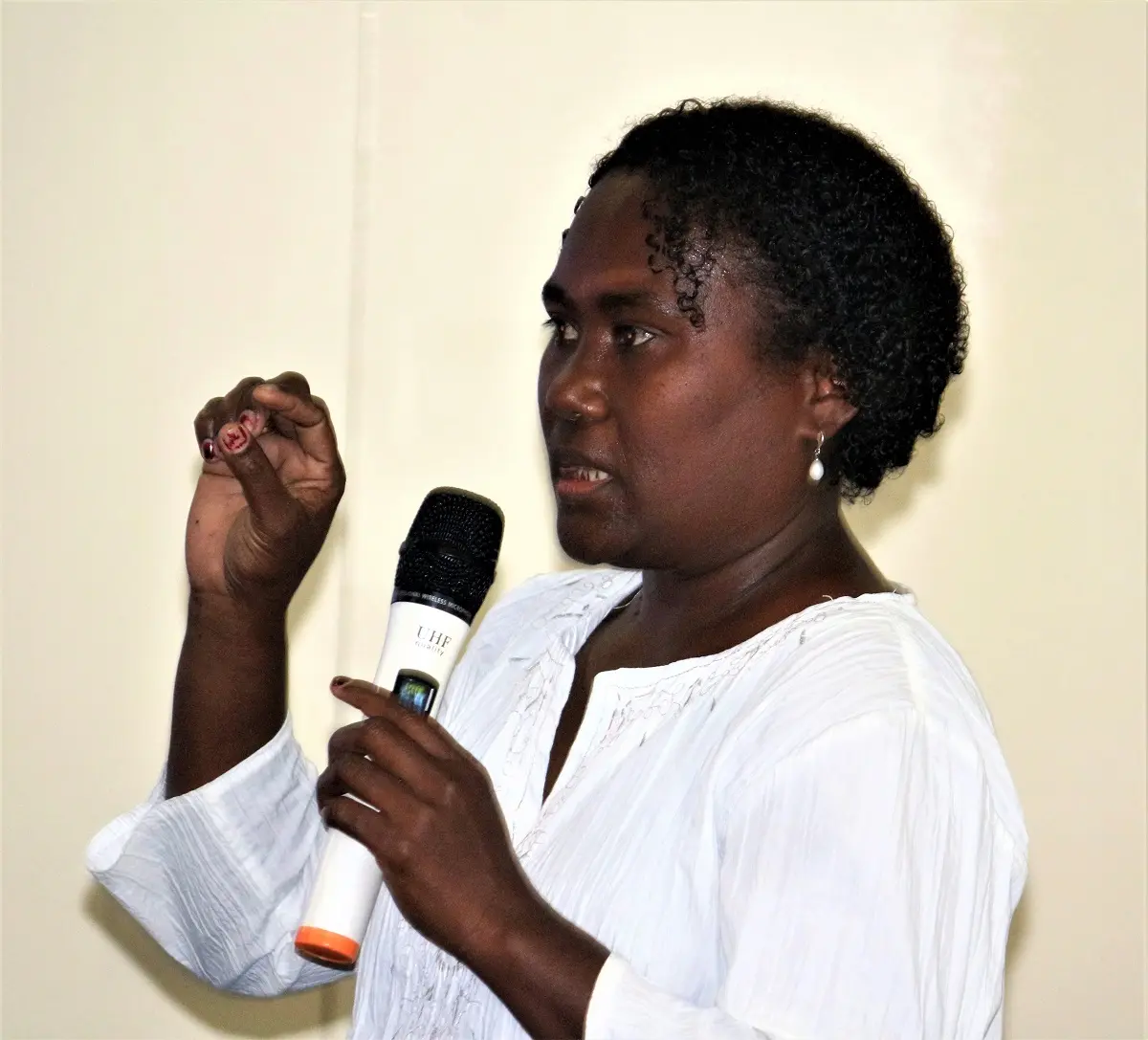 Chair of the Trade Dispute Panel (TDP), Ms Natalie Kesaka explaining the role of TDP to members of the business community during the Information Session hosted by SICCI.